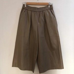 定番ZARA BASIC/ザラ ベーシック レディース 合皮ワイドパンツ ベージュブラウン茶　Mサイズ