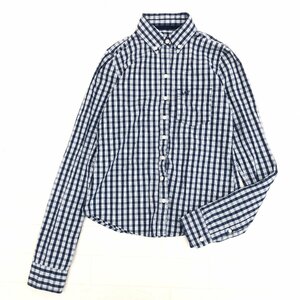 Abercrombie&Fitch アバクロンビー&フィッチ チェック柄 シャツ XS 白×濃紺 ホワイト ネイビー 長袖 ブラウス 国内正規品 レディース