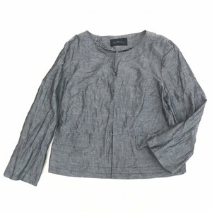 UNITED ARROWS GLR ユナイテッドアローズ 麻 リネンブレンド コットン ジャケット 38(M) グレー 八分袖 羽織り 国内正規品 レディース