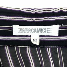 NARACAMICIE ナラカミーチェ フリル装飾 ストライプ シアー シャツ M1(M相当) 黒系 ブラック系 長袖 シースルー ブラウス レディース_画像3