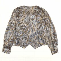 美品 MIMO MODA ミモモーダ シルク100% 総柄 ノーカラー シャツ 42(XL) 長袖 ブラウス LL 2L ゆったり 大きいサイズ レディース 女性用_画像2