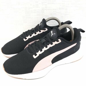 ●PUMA プーマ フライヤーランナージュニア メッシュ スニーカー 22cm ブラック×ベビーピンク 運動靴 ランニングシューズ キッズ ジュニア