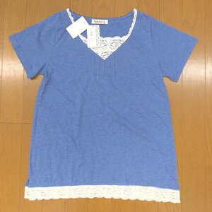  новый товар SM2sa man sa Moss Moss обычная цена 3,900 иен + налог гонки оборудование орнамент cut and sewn M синий серия оттенок голубого короткий рукав футболка женский nachu Ran не использовался 