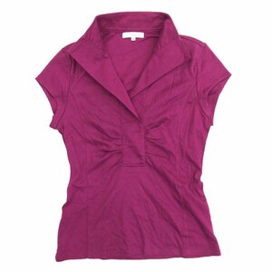 美品 NARACAMICIE ナラカミーチェ ギャザーデザイン カットソー 0(S) 紫 パープル 半袖 ポロシャツ Tシャツ 国内正規品 レディース