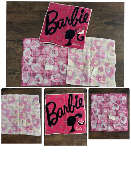 新品バービーBarbie ハンカチタオル3枚セット レディース・キッズ ハート タオルハンカチ ハンドタオル ブランドハンカチ