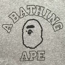 カレッジロゴ プルオーバー パーカー Lサイズ グレー a bathing ape BAPE college logo pullover hoodie エイプ ベイプ w528_画像2