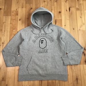  college Logo pull over Parker L size gray a bathing ape BAPE college logo pullover hoodie Ape Bape w528