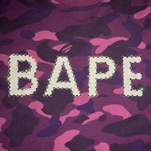 スワロフスキー BAPE logo Tシャツ Lサイズ Purple camo a bathing ape swarovski ラインストーン エイプ ベイプ アベイシングエイプ w506_画像3