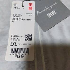 3XL/新品/UNIQLO ユニクロ マメクロゴウチ/レディース シアータンクトップ/白 透け感あり 4Lぐらい 大きいサイズ タンクトップの画像5