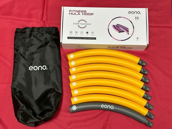 Eono イオーノ フラフープ 大人用 子供用 組み立て式 8本 最大直径98cm(7オレンジ+1グレー) 1.2kg