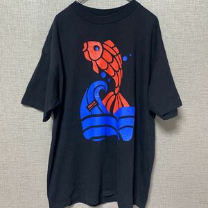 レア 90s oneita オニータ USA製 ビンテージ ヴィンテージ Tシャツ tee アメリカ製 古着 オールド 企業物 和柄 アート art 魚 バンド