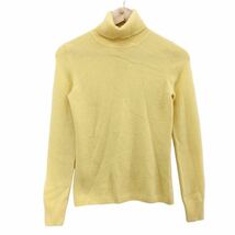 Nm151-32 UNIQLO ユニクロ カシミヤ カシミア 100% cashmere タートルネック 長袖 ニット セーター トップス イエロー系 レディース S_画像2