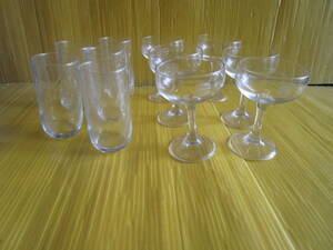  unused Suntory 12. champagne glass 6 customer + Sasaki tumbler 5 customer total 11 piece together various large amount stock disposal * special price 