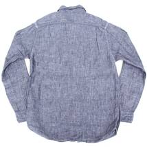(32629)美品良品KATOカトー リネン長袖シャンブレーシャツ サイズS (麻100％ ワークシャツ 青 水色 長袖シャツ KATO`)_画像2