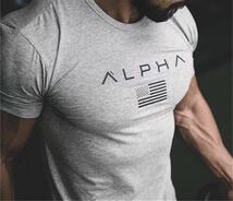 【XXL-size】ALPHA★Tシャツ 米BW /筋トレ/sports/training/服/GYM SHARK/wear/プロテイン/ゴールド/ジム/メンズ/トレーニング/ウェア/_画像3