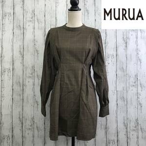 MURUA ムルーア ボリュームスリーブミニワンピース 　Fサイズ　ミックス　細部までこだわりぬいた美シルエット　S5.2-30　USED