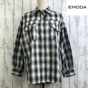 EMODA　エモダ　ヴィンテージチェックシャツ　Fサイズ　ライトミックス　S5.2-60　USED