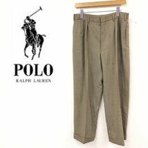 K1498-F◆ polo RALPH LAUREN ポロラルフローレン スラックス パンツ ◆ size85 ウール100 ブラウン 千鳥格子 柄 古着 メンズ_画像1