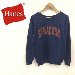 K1761-F-N◆ old ◆ 90s ◆ hanes ヘインズ トレーナー スウェット ラグラン USA製◆ sizeM コットン アクリル シラキュース 古着 アメカジ