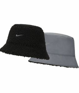  new goods regular price 4400 jpy SM(54-56.) Nike sport wear reversible fleece bucket hat boa black black DV3165-010