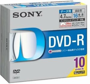 Sony DVD-R 4.7GB データ用 16倍速対応 ホワイトプリンタブル 10枚パック 10DMR47HPSH(中古品)　(shin