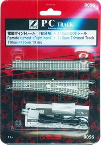 ロクハン Zゲージ R056 PCトラックポイントレール110mm右 カットレール付(中古品)　(shin