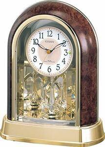 リズム(RHYTHM) シチズン 置き時計 電波時計 アナログ クリスタル 回転飾り 茶 CITIZEN パルドリームR656 4RY656-023(中古品)　(shin