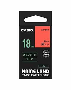 カシオ ラベルライター ネームランド 純正 テープ 18mm XR-18RD 赤地に黒文字(中古 未使用品)　(shin