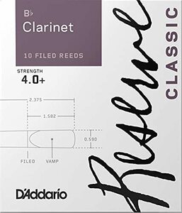 D'Addario リード レゼルヴ クラッシック B♭クラリネット 強度:4.0+(10枚入) ファイルドカット DCT104(中古品)　(shin