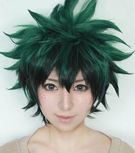 【HALLE】コスプレウィッグ 僕のヒーローアカデミア 緑谷 出久 / 轟 焦凍 / 爆豪 勝己 風 wig かつら 緑谷 出久風(中古 未使用品)　(shin