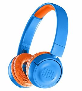 JBL JR300BT 子供向け Bluetoothヘッドホン 音量制御機能搭載/カスタマイズシール付属 ブルー/オレンジ JBL(中古品)　(shin