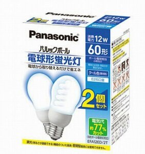 【新品】 パナソニック 電球形蛍光灯 A15形・クール色（昼光色）【2個入】Panasonic　パルックボール EFA12ED2T　(shin