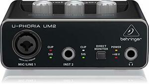 ベリンガー 2入力2出力 USBオーディオインターフェース ブラック 1-Channel UM2 U-PHORIA(中古 未使用品)　(shin