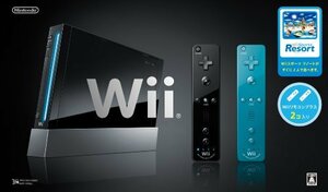 【中古 良品】 Wii本体 (クロ) Wiiリモコンプラス2個、Wiiスポーツリゾート同梱 【メーカー生産終了】　(shin
