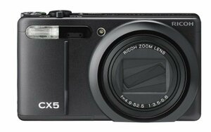 【中古 良品】 RICOH ハイブリッドAFシステム搭載 光学10.7倍ズーム CX5 ブラック CX5BK　(shin