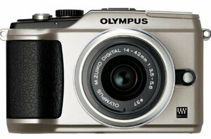 OLYMPUS ミラーレス一眼 E-PL2 レンズキット ゴールド E-PL2 LKIT GLD(中古品)　(shin