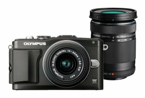 OLYMPUS ミラーレス一眼 PEN Lite E-PL5 ダブルズームキット ブラック E-PL5 DZKIT BLK(中古品)　(shin