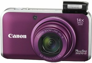 Canon デジタルカメラ PowerShot SX210 IS パープル PSSX210IS(PR)(中古品)　(shin