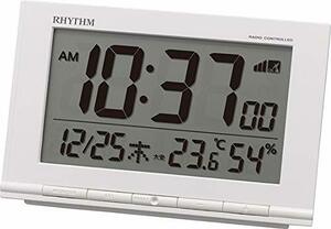 リズム(RHYTHM) 目覚まし時計 電波時計 温度計・湿度計付き フィットウェーブD193 白 9.3×14.5×4.1cm 8RZ193SR03(中古 未使用品)　(shin