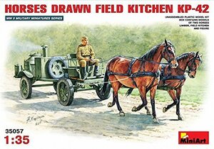 ミニアート 1/35 ソビエトフィールドキッチン2KP-42 牽引馬2頭付 MA35057 プラモデル(中古 未使用品)　(shin