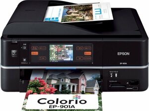 【中古品】 EPSON MultiPhoto Colorio 有線・無線LAN標準搭載 タッチパネル液晶 フォト複合機 6色染料インク EP-901A　(shin