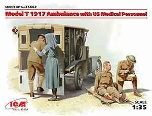 ICM 1/35 T型フォード 1917 救急車 アメリカ衛生兵フィギュア付 プラモデル 35662(中古品)　(shin