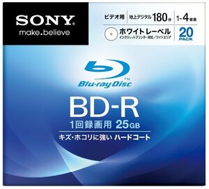 SONY ブルーレイディスク ビデオ用BD-R 追記型 片面1層25GB 4倍速 プリンタブル 20枚P 20BNR1VCPS4(中古 未使用品)　(shin