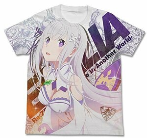 Re:ゼロから始める異世界生活 エミリア フルグラフィックTシャツ ホワイト Lサイズ(中古品)　(shin