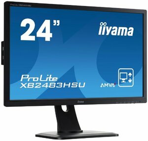 iiyama AMVA+パネル搭載 WLEDバックライト24型ワイド液晶ディスプレイ XB2483HSU-B1(中古品)　(shin