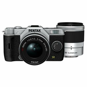 PENTAX ミラーレス一眼 Q7 ダブルズームキット [標準ズーム 02 STANDARD ZOOM ・望遠ズーム 06 TELEPHOTO ZOOM] シル (中古品)　(shin