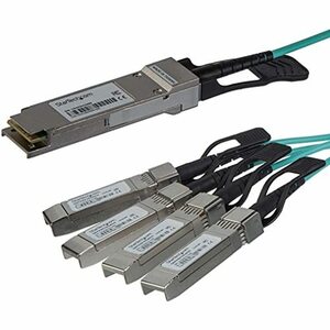 StarTech.com QSFP+ アクティブ光ブレークアウトケーブル 3m Cisco製QSFP-4X10G-AOC3M互換 (中古品)　(shin