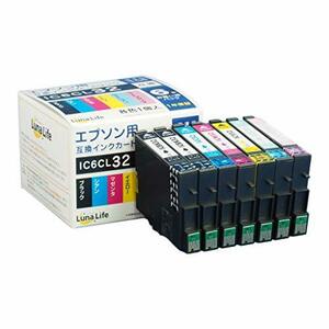 【新品】 【Luna Life】 エプソン用 互換インクカートリッジ　IC6CL32 ブラック1本付き 7本パック　LN EP32/6P BK+1　(shin