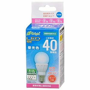 オーム電機 LED電球 小形(40形相当/525lm/4.2W/昼光色/E17/全方向配光240°/密閉器具対応/断熱