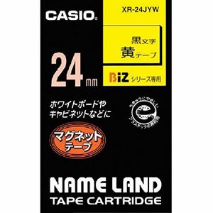  Casio этикетка зажигалка имя Land магнит лента 24mm XR-24JYW желтый ( б/у товар ) (shin